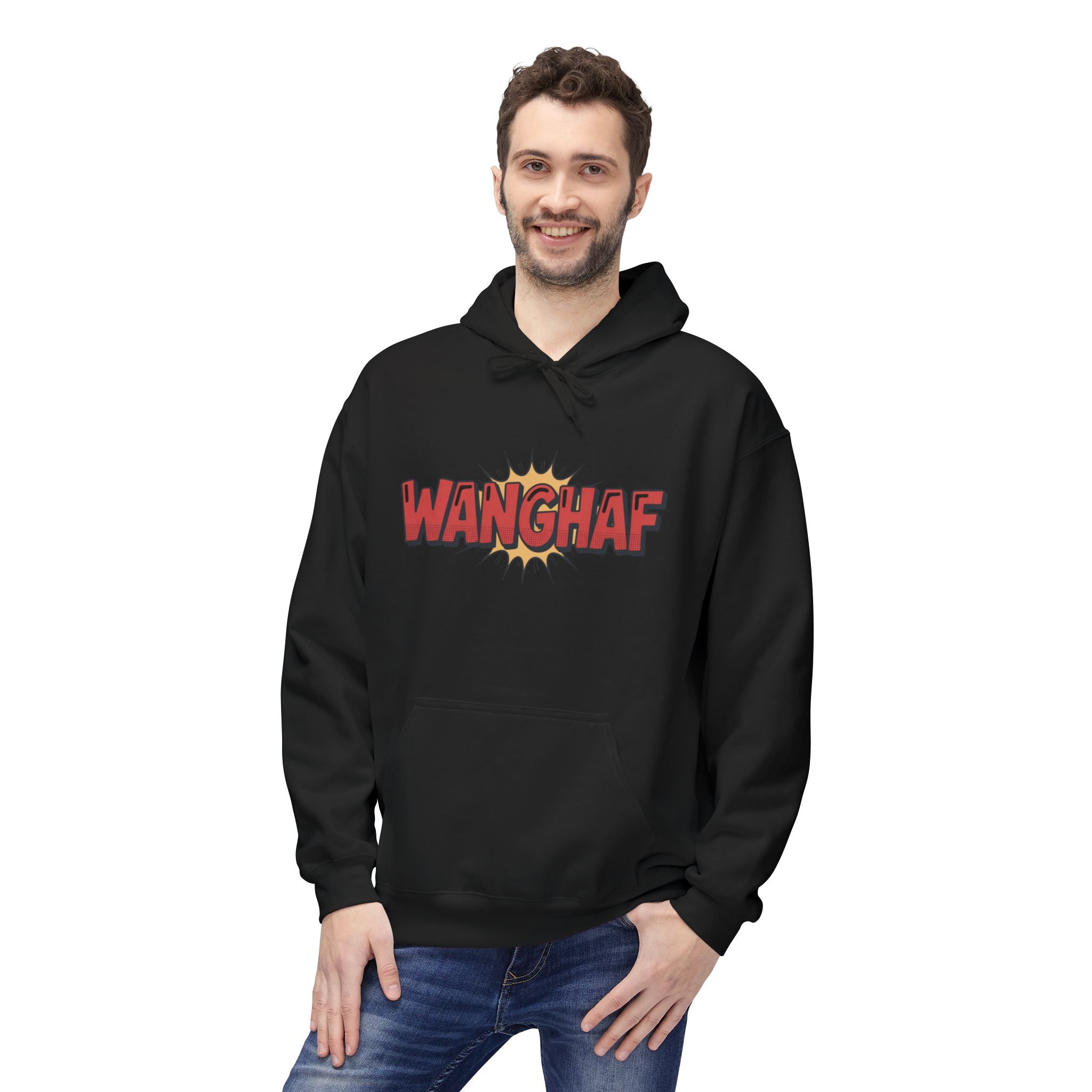 WANGHAF Graphic Hoodie – Bold Retro Comic Text Design