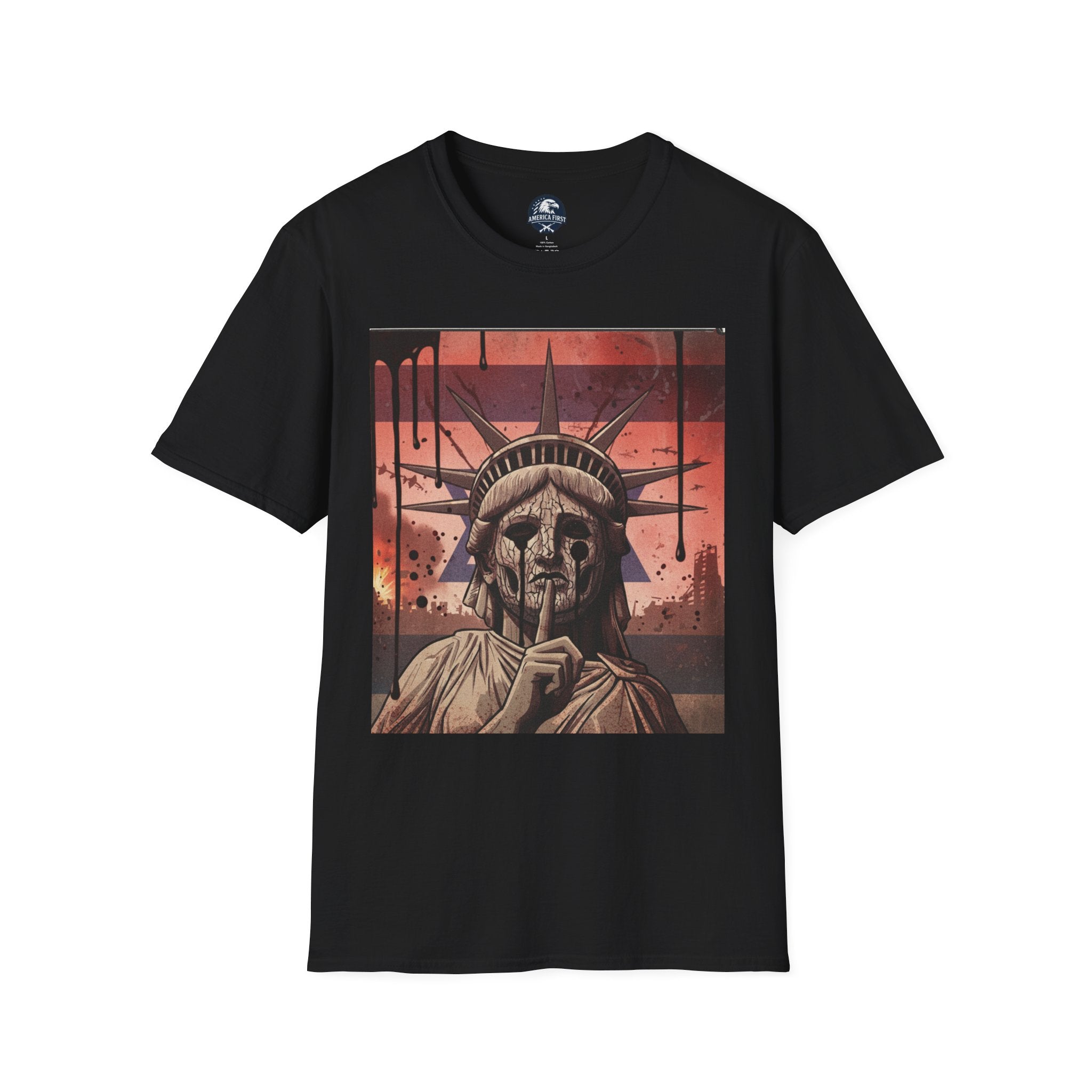 Statue of Liberty 'Silence' Graphic T-Shirt — Dystopian Urban Art Tee