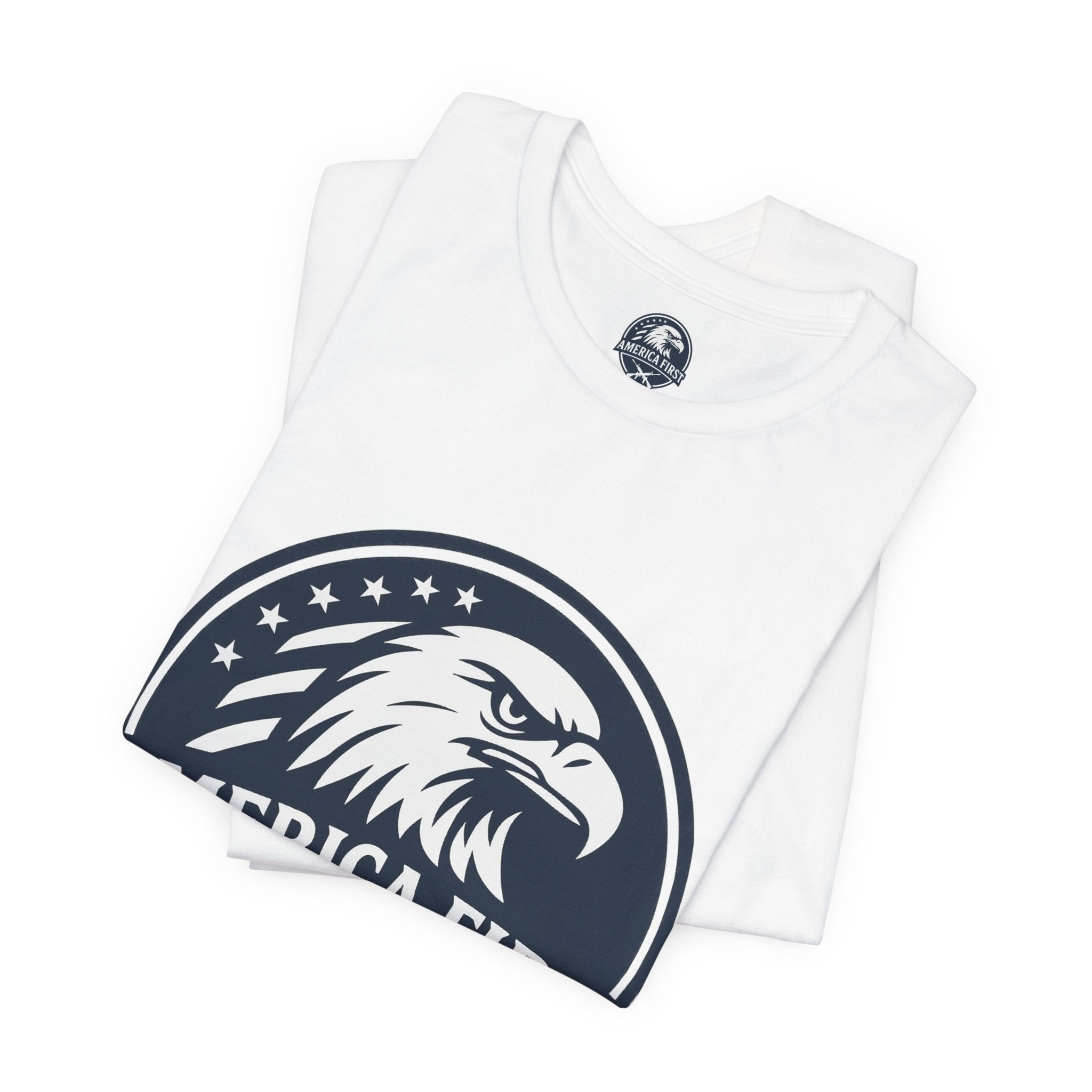 America First Eagle T-Shirt – Patriotic Flag & Rifle Graphic Tee