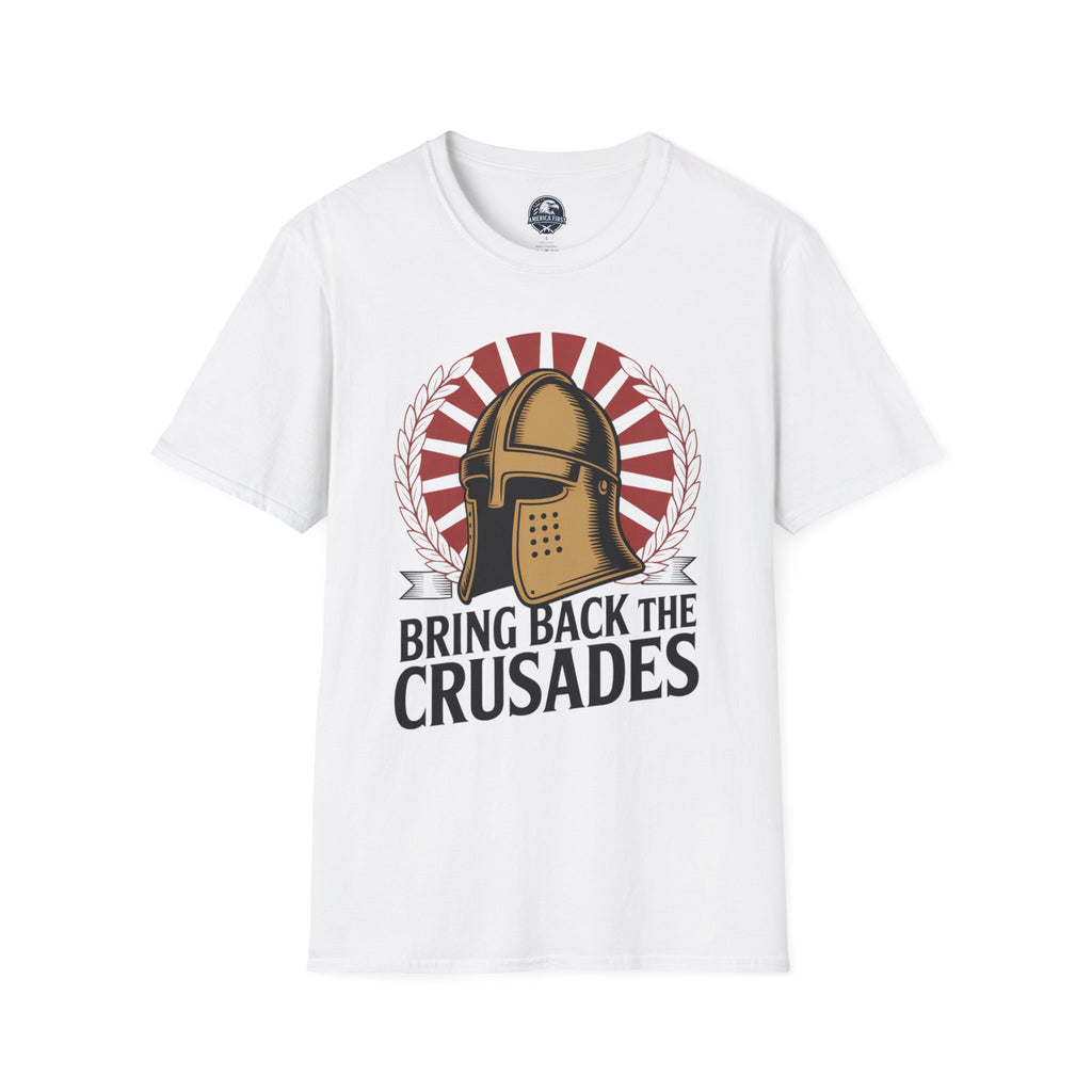 Crusader Helmet Graphic T-Shirt — "Bring Back the Crusades" Vintage Medieval Design