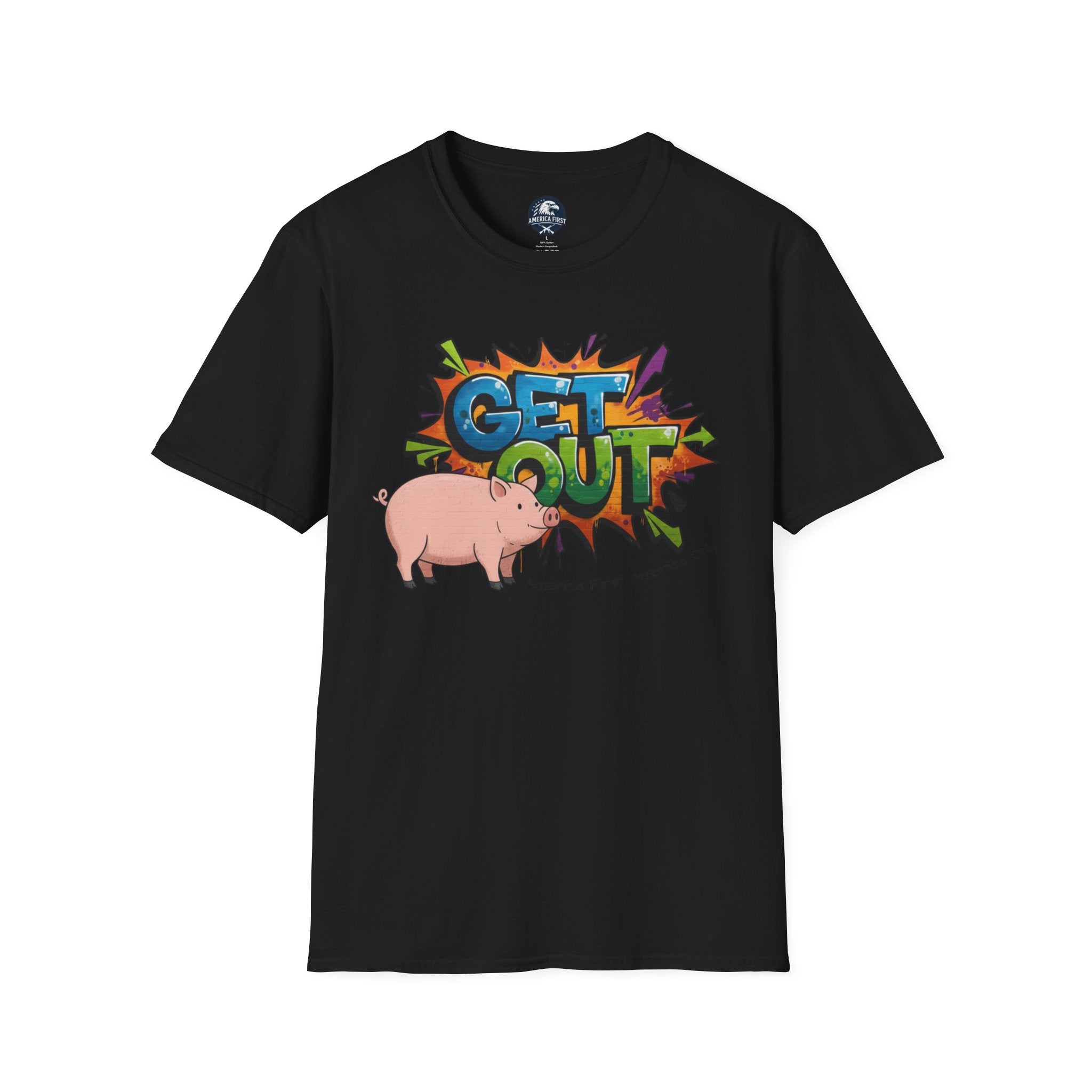 Get Out Pig Graphic T-Shirt — Funny Farm Animal Tee