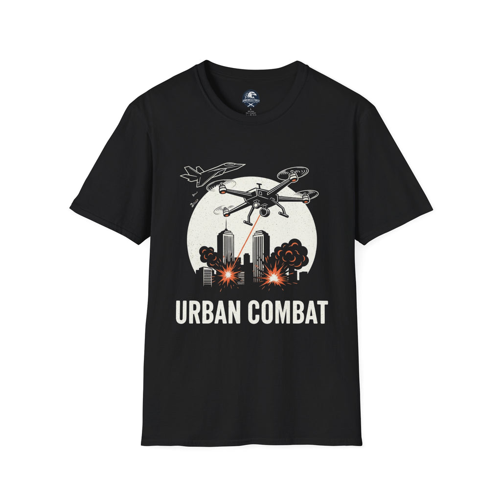 Urban Combat T-Shirt — Drone & Jet City Battle Graphic Tee