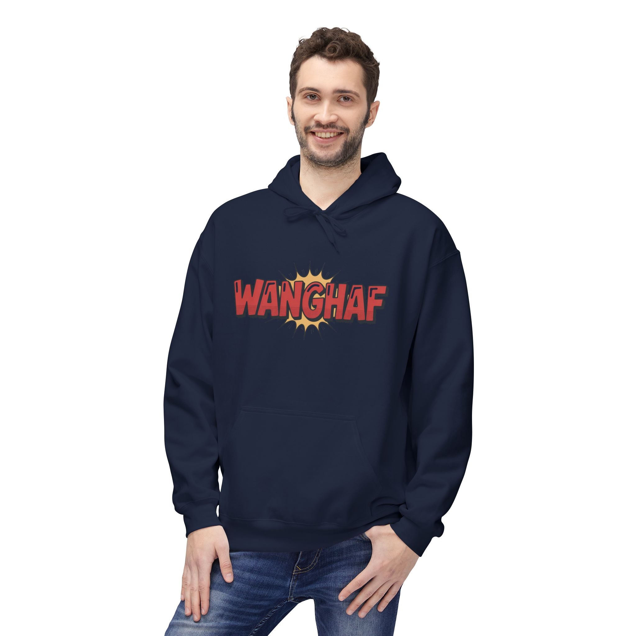 WANGHAF Graphic Hoodie – Bold Retro Comic Text Design