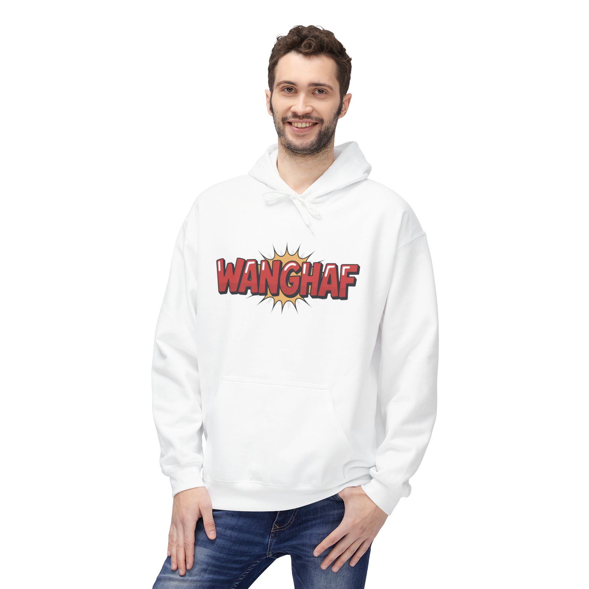 WANGHAF Graphic Hoodie – Bold Retro Comic Text Design
