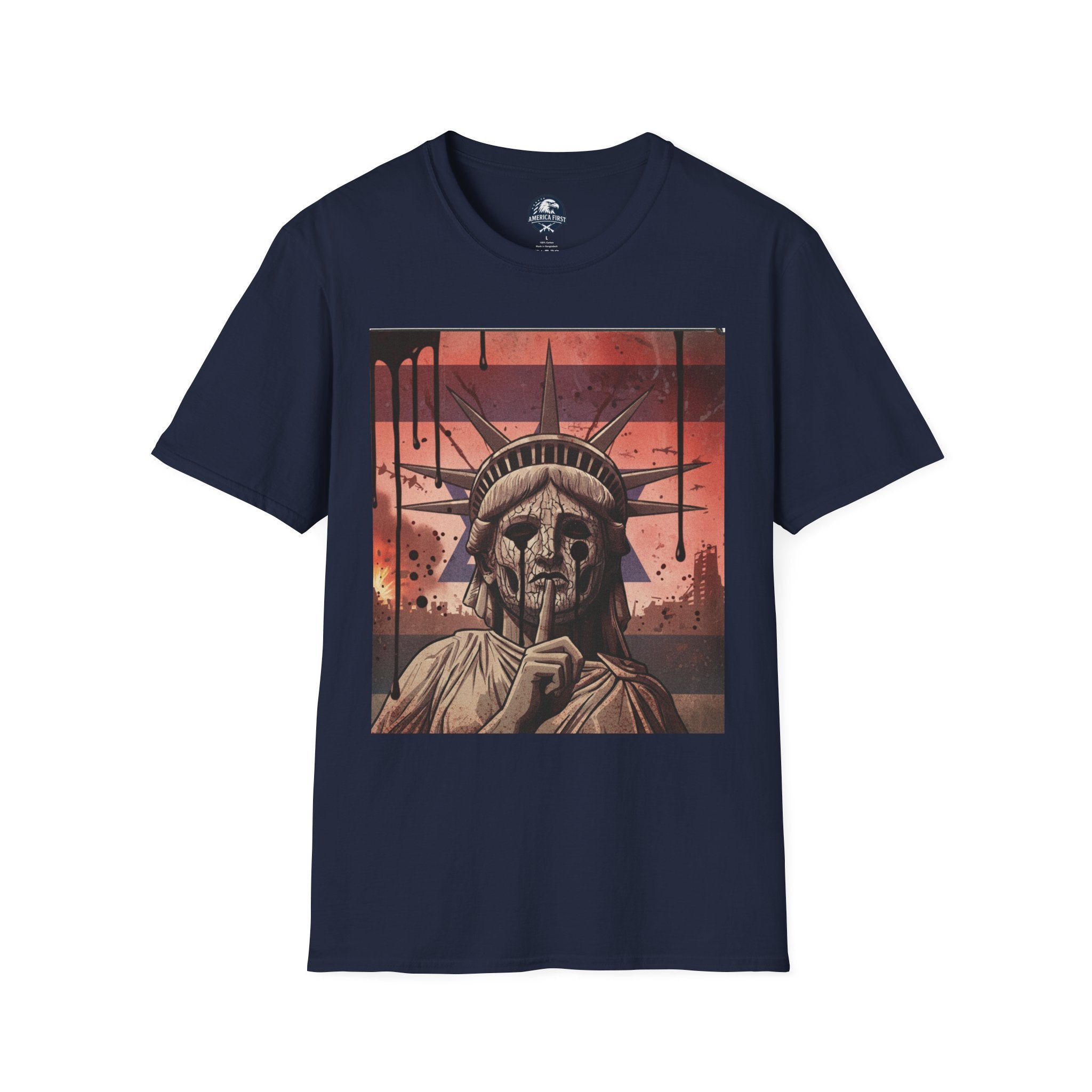 Statue of Liberty 'Silence' Graphic T-Shirt — Dystopian Urban Art Tee